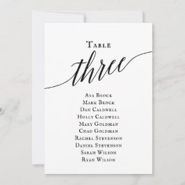 Schwarze, elegante Script-Tischnummer 3 Sitzungsta Einladung