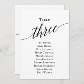 Schwarze, elegante Script-Tischnummer 3 Sitzungsta Einladung (Vorne/Hinten)