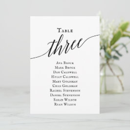 Schwarze, elegante Script-Tischnummer 3 Sitzungsta Einladung