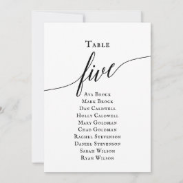 Schwarze, elegante Script-Tischnummer 5 Seating Ch Einladung
