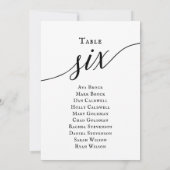 Schwarze, elegante Script-Tischnummer 6 Sitzungsta Einladung (Rückseite)