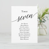 Schwarze, elegante Script-Tischnummer 7 Sitzungsta Einladung (Stehend Vorderseite)