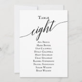 Schwarze, elegante Script-Tischnummer 8 Sitzungsta Einladung (Vorderseite)
