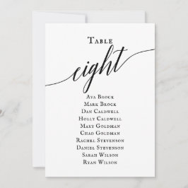 Schwarze, elegante Script-Tischnummer 8 Sitzungsta Einladung