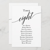 Schwarze, elegante Script-Tischnummer 8 Sitzungsta Einladung (Vorne/Hinten)