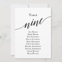 Schwarze, elegante Script-Tischnummer 9 Sitzungsta Einladung