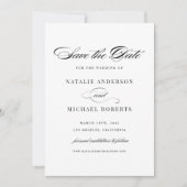Schwarze Elegante Script Typografie Save The Date (Vorderseite)