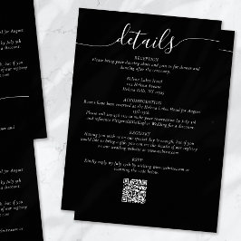 Schwarze, elegante Skripte Einfache Hochzeitdetail Begleitkarte