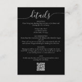 Schwarze, elegante Skripte Einfache Hochzeitdetail Begleitkarte (Vorderseite)