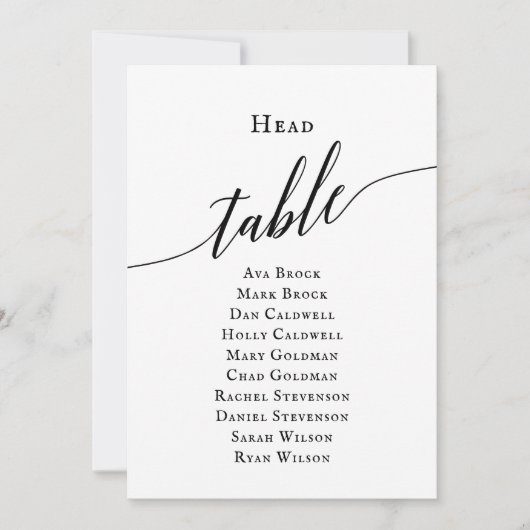Schwarze, elegante Skriptkopftabelle Einladung (Vorderseite)