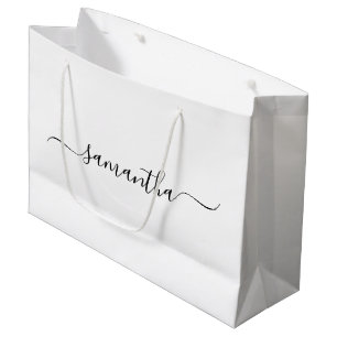 Schwarze elegante Swash-Signatur-Name Große Geschenktüte