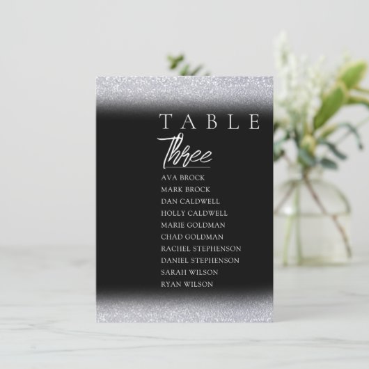 Schwarze, elegante Tischnummer (Stehend Vorderseite)