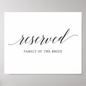 Schwarze Elegante Typografie Hochzeit "RESERVIERT" Poster (Vorne)