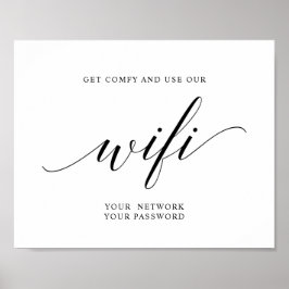 Schwarze Elegante Typografie mit Wifi-Passwort Poster