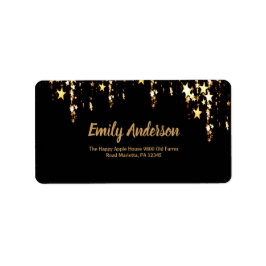 Schwarze, elegante und goldene Sterne Doppelgelenk Adressaufkleber