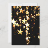 Schwarze, elegante und goldene Sterne Doppelgelenk Einladung (Rückseite)