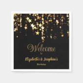 Schwarze, elegante und goldene Sterne Doppelgelenk Serviette (Vorderseite)