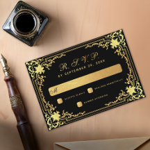 Schwarze Elegante Vintage Imitate Hochzeit