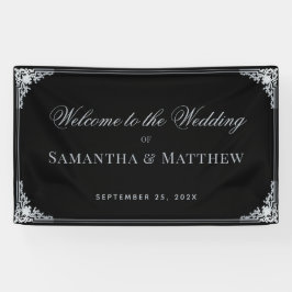 Schwarze Elegante Vintage Imitate Silberhochzeit W Banner