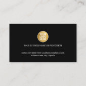 Schwarze elegante Visitenkarte mit Logo (Rückseite)