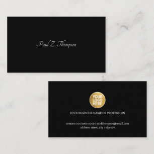 Schwarze elegante Visitenkarte mit Logo