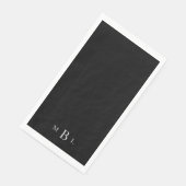 Schwarze, elegante White II Monogram-Tischhandtüch Serviette (Ecke)