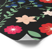 Schwarze Elegante Wildblume Kinderdusche Willkomme Poster (Ecke)
