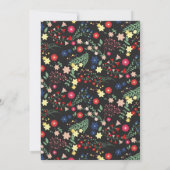 Schwarze Elegante Wildblume Muster Kinderdusche Einladung (Rückseite)