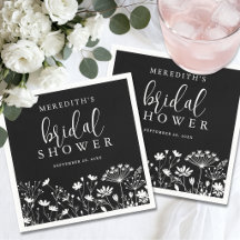 Schwarze elegante Wildblumen-Brautparty