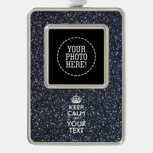 Schwarze Eleganz Behalte Ihren Text beruhigen Rahmen-Ornament Silber (Vorderseite)