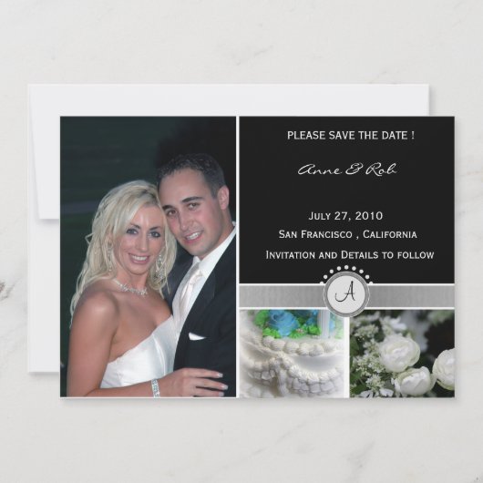 Schwarze Eleganz - Save the Date Karte. (Vorderseite)