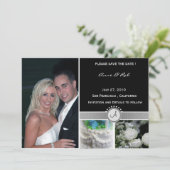 Schwarze Eleganz - Save the Date Karte. (Stehend Vorderseite)