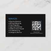 Schwarze Elektrikerdienste QR-Code Visitenkarte (Rückseite)