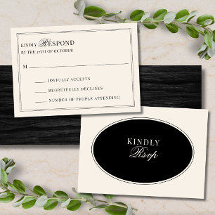 Schwarze Elfenbein-Eleganz, alte Geld-Hochzeits-RS RSVP Karte
