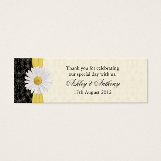 Schwarze, Elfenbein, Gold Daisy Gastgeschenk Hochz (Vorderseite)