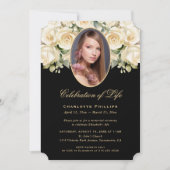 Schwarze Elfenbein Rose Blumenkohl Foto Feier des Einladung (Vorderseite)