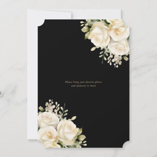 Schwarze Elfenbein Rose Blumenkohl Foto Feier des Einladung (Rückseite)