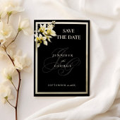 Schwarze Elfenbeinmonogramm-Initialen Save the Dat Date