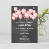 SCHWARZE EMBOSSED METAL PINK BALLOON BIRTHDAY PART EINLADUNG (Stehend Vorderseite)