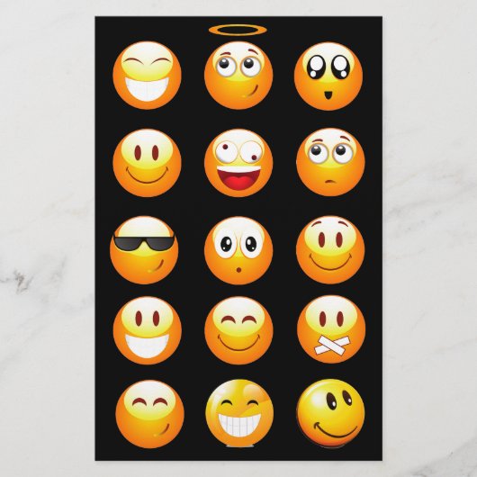 Schwarze Emojis Briefpapier (Vorderseite)