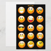 Schwarze Emojis Briefpapier (Vorne/Hinten)