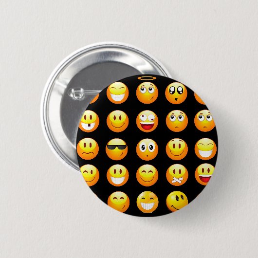Schwarze Emojis Button (Vorne & Hinten)