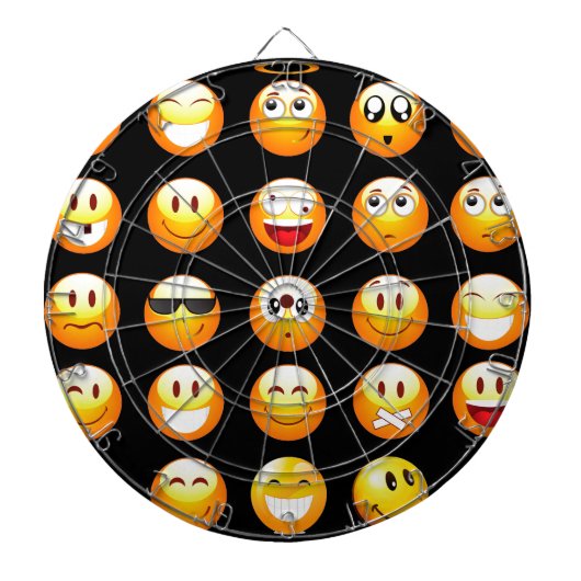 Schwarze Emojis Dartscheibe (vorne)