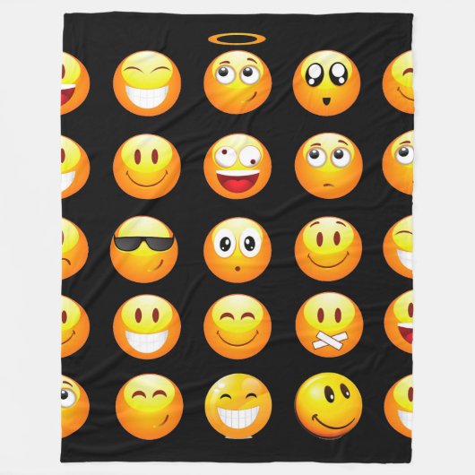 schwarze Emojis-Decke Fleecedecke (Vorderseite)