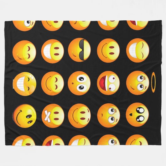 schwarze Emojis-Decke Fleecedecke (Vorderseite (Horizontal))