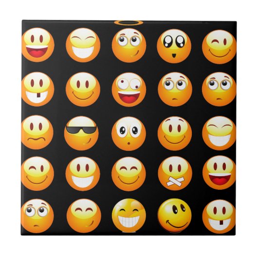 Schwarze Emojis Fliese (Vorderseite)