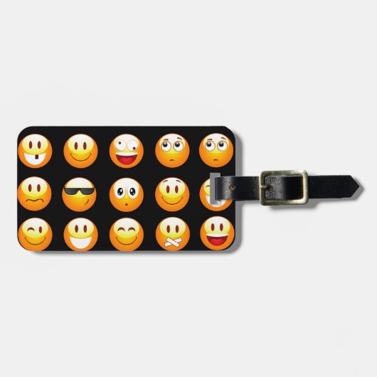 Schwarze Emojis Gepäckanhänger (Vorderseite horizontal)