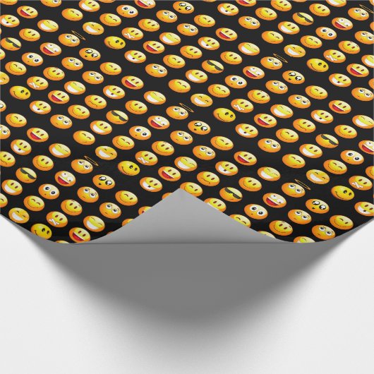Schwarze Emojis Geschenkpapier (Ecke)