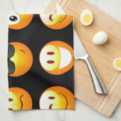 Schwarze Emojis Handtuch (Viertel Falte)