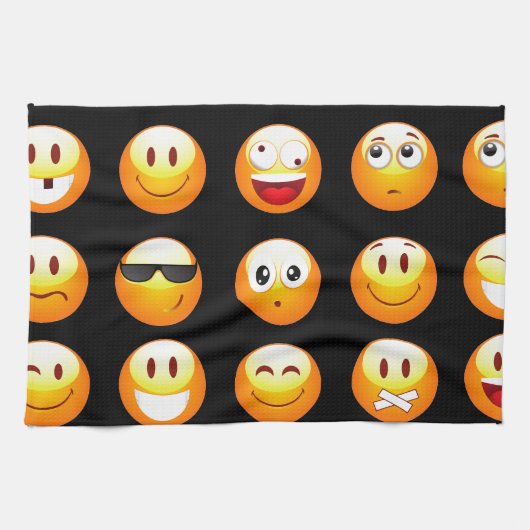 Schwarze Emojis Handtuch (Horizontal)